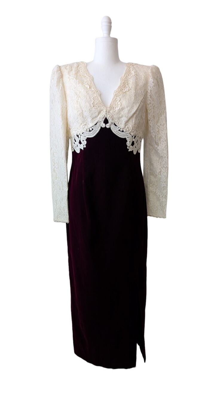 Scott McClintock Vintage Velvet and Lace Dress - Jessica McClintock